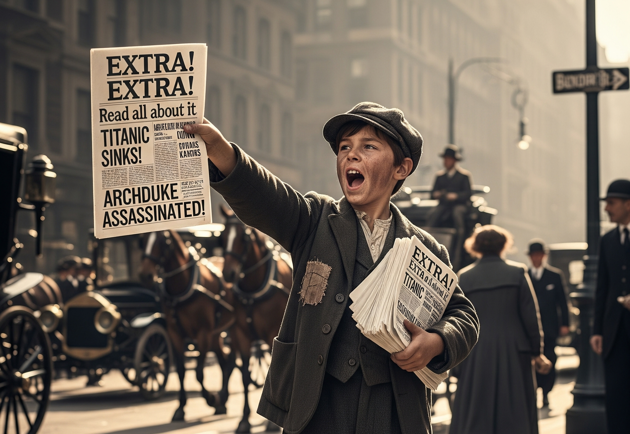 An early 20th Century newspaper boy