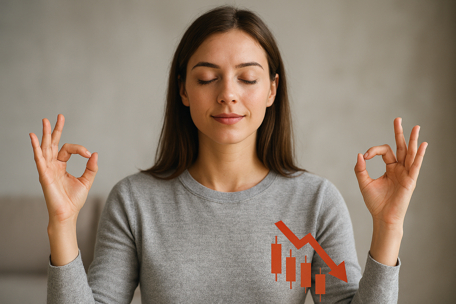 An image of a woman staying calm during a bear market