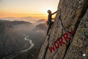 An image of someone climbing the wall of worry.